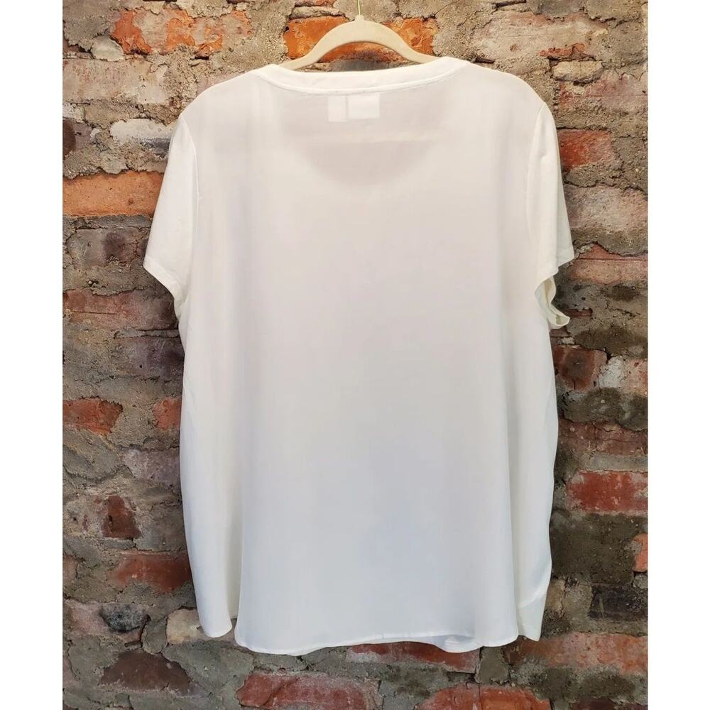 Chicos Womens Embellished T-Shirt Top Size 3 XL 16 White Jeweled Neck - Picture 3 of 3